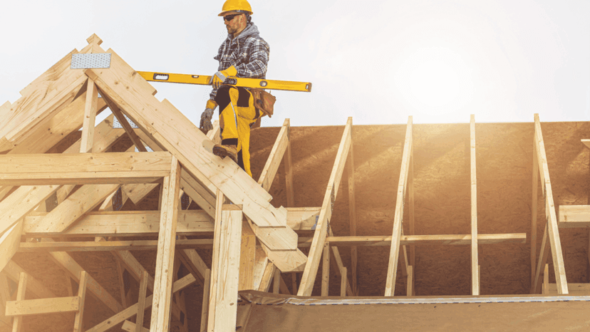 On-going construction of a wooden house