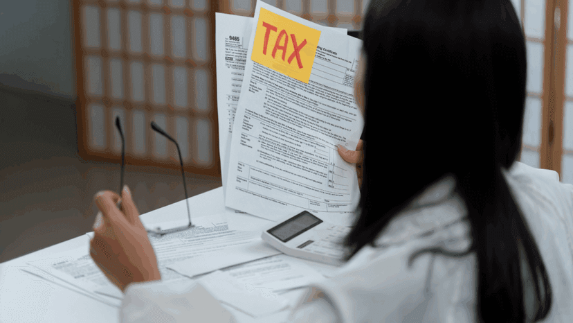 Tax consultant reviews documents needed for tax protest