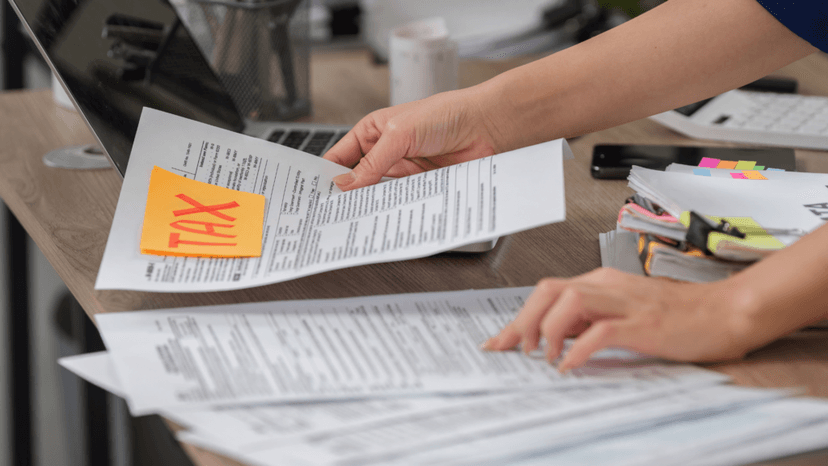 Homeowner reviewing tax documents and records for accurate filing