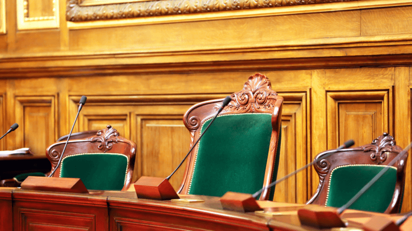 Courtroom bench symbolizing judicial appeal option for Texas property owners